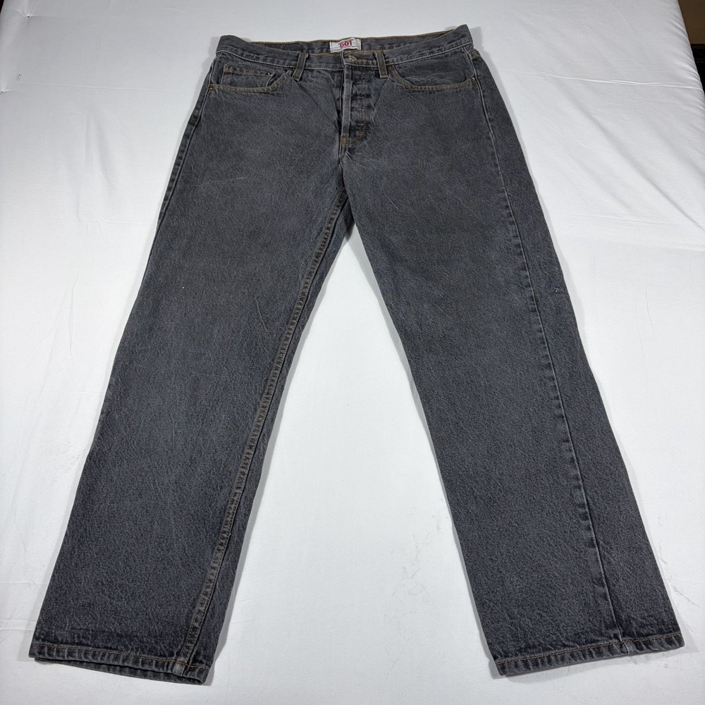 Levi's 501 Jeans Mens 33x30 Gray Denim Acid Wash Button Fly Straight Leg Outdoor